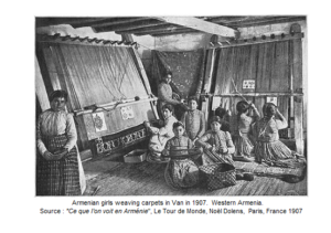 (1907) Armenian girls weaving carpets